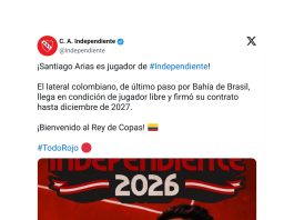 Independiente presentó como nuevo refuerzo a un lateral de la selección de Colombia