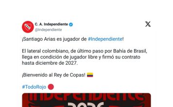 Independiente presentó como nuevo refuerzo a un lateral de la selección de Colombia