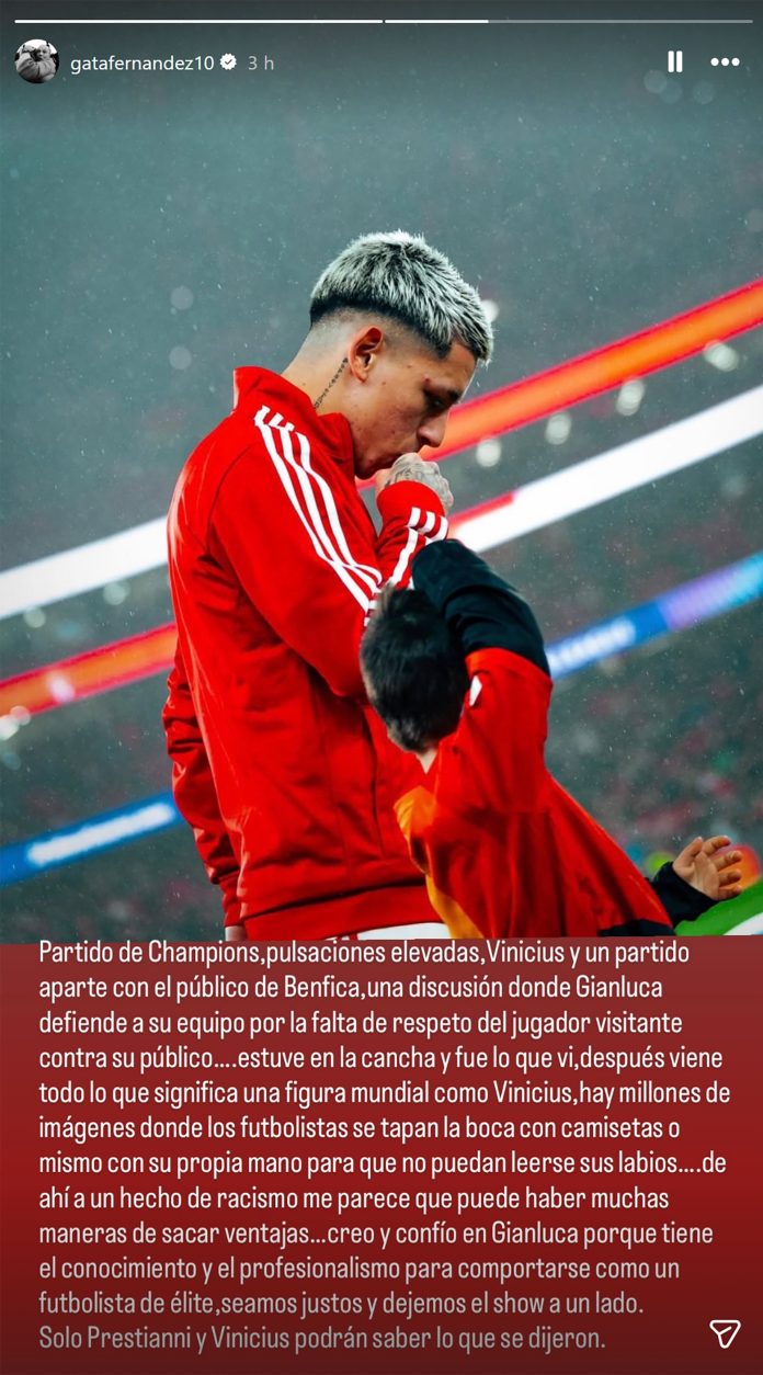 La encendida defensa de uno de los representantes de Gianluca Prestianni: “Solo él y Vinícius saben lo que se dijeron”