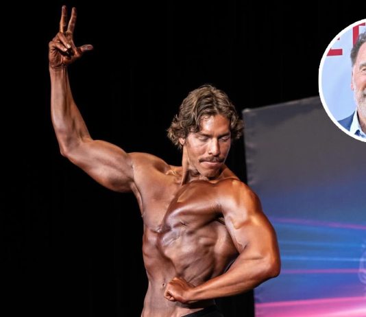 El hijo de Arnold Schwarzenegger debutó en una competencia de fisicoculturismo y la diferencia con su padre causó furor