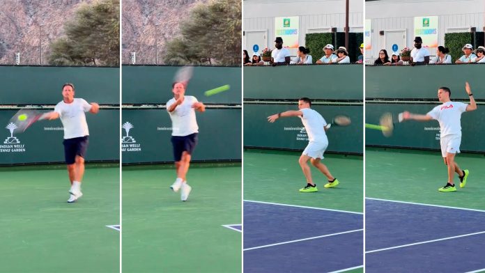 El peloteo viral entre David Nalbandian y Diego Schwartzman que enamoró a los amantes del tenis en Indian Wells