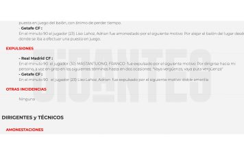 El video inédito de la furia de Franco Mastantuono tras ser expulsado en Real Madrid-Getafe