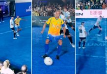 Las perlitas del Argentina-Brasil en showbol: la definición de Romario, el pelotazo de Felipe Melo a un hincha y el golazo de Pavone