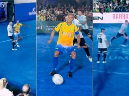 Las perlitas del Argentina-Brasil en showbol: la definición de Romario, el pelotazo de Felipe Melo a un hincha y el golazo de Pavone