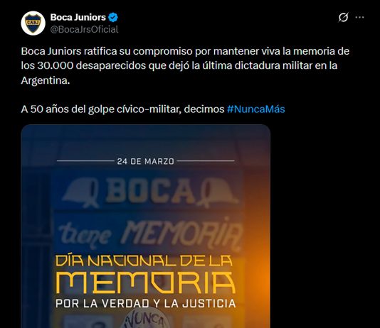 “Nunca más”: los mensajes en el fútbol argentino a 50 años del golpe de Estado y los videos especiales de cinco clubes