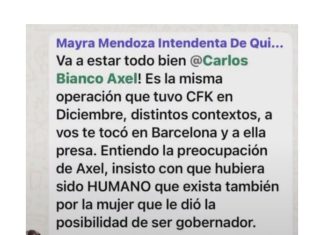 Filtraron un mensaje sarcástico de Mayra Mendoza sobre la salud de Carlos Bianco que expuso la interna en el peronismo