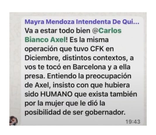 Filtraron un mensaje sarcástico de Mayra Mendoza sobre la salud de Carlos Bianco que expuso la interna en el peronismo