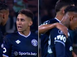 La insólita discusión entre Sebastián Villa y Matías Fernández en plena goleada de Independiente Rivadavia por la Libertadores
