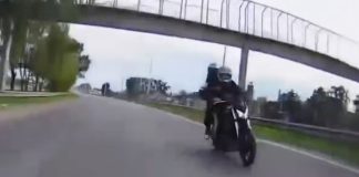 Violento intento de robo sobre la Ruta 3: le dispararon para sacarle la moto y registró todo con sus cámaras a bordo