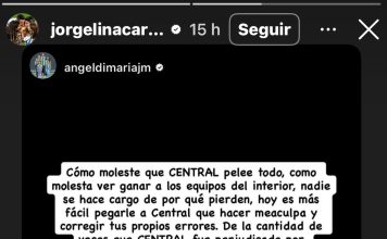 El fuerte respaldo de Jorgelina Cardoso a Di María tras el posteo en defensa de Central: el histórico de Racing que salió al cruce