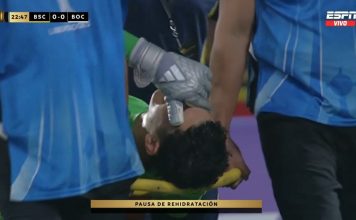 El momento de la lesión que sacó a Leandro Brey del partido de Boca ante Barcelona de Ecuador por la Libertadores