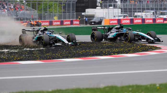 Polémica en Mercedes por el toque de George Russell y Kimi Antonelli que casi los deja afuera de la Sprint del GP de Canadá
