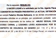Prisión preventiva para el hombre acusado de golpear y violar a su ex pareja en Pilar