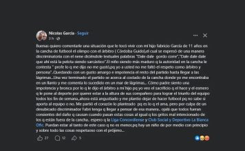 Un árbitro fue acusado de discriminar a un niño de 11 años durante un partido: “Me contó lo que le dijo en un mar de lágrimas”