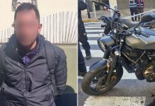 Un motochorro escapó a toda velocidad por Boedo, perdió el control y fue detenido: el video desde cámara en el casco del oficial