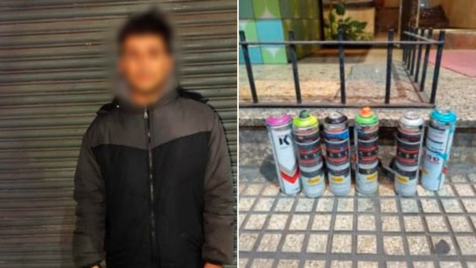 Detuvieron a un hombre por realizar pintadas con aerosol en la fachada de la AMIA