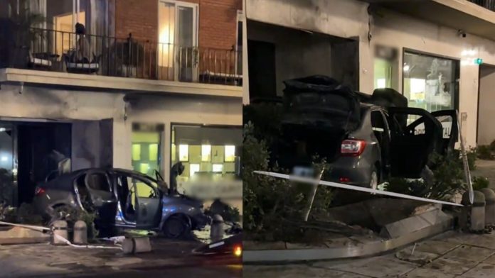 “¿El Gálvez? No, avenida Alvear”: un conductor alcoholizado chocó contra un edificio, destruyó el auto y se salvó de milagro