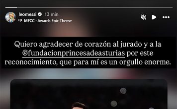 El mensaje de Lionel Messi tras recibir el Premio Princesa de Asturias de los Deportes