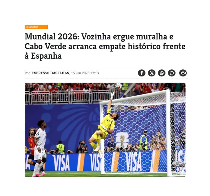 “¡Histórico!» y “muralla”: la reacción de los medios de Cabo Verde tras el inesperado empate ante España en el Mundial