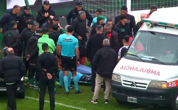 Suspendieron San Martín-Nueva Chicago por la agresión al arquero Facundo Masuero: lo retiraron de la cancha en ambulancia y fue internado