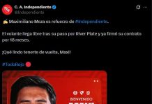 Tras quedar libre de River Plate, Maxi Meza confirmó su regreso a Independiente: “Ya estoy en casa”