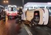Un auto chocó y volcó en la avenida General Paz: hay un herido de 74 años