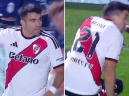 El momento de la lesión de Marcos Acuña en la visita de River Plate a La Plata para jugar con Gimnasia