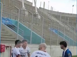 El video de la batalla campal en la final de la Liga Nicoleña: la patada por la espalda que sufrió un jugador con su hijo en brazos