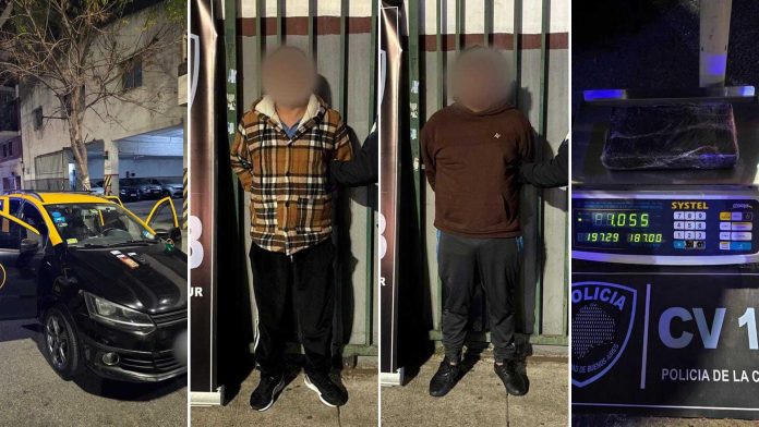 La Policía de la Ciudad detuvo a dos delincuentes que viajaban en un taxi trucho con más de un kilo de cocaína