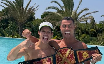 “¡Lo hicimos!”: el íntimo festejo de Edu Aguirre con Cristiano Ronaldo tras la victoria frente a Gastón Edul en La Velada