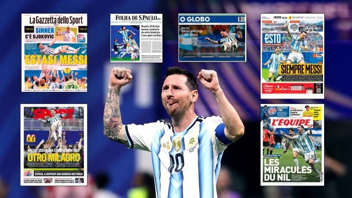 “Otro milagro de Messi” y “Es un mito”: las portadas de los diarios del mundo tras el épico triunfo de Argentina sobre Egipto en el Mundial