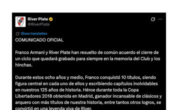 River Plate confirmó la salida de Franco Armani y lo despidió con un emotivo video
