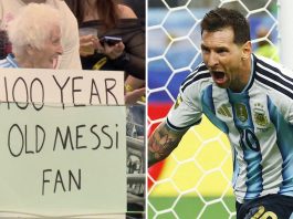 Tiene 100 años, sigue a Messi desde que éste llegó a Miami y su saludo desde las gradas fue la sensación del partido contra Austria