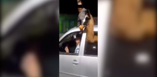 Video: un agente penitenciario de Mendoza salió a festejar con una llama en el auto y fue denunciado por maltrato