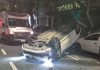 Choque y vuelco en San Cristóbal: un herido debió ser trasladado al Hospital Ramos Mejía