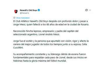 El sentido homenaje de Newell’s a Jorge Messi antes de su partido contra Defensa y Justicia