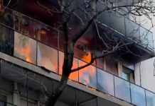 Impactante incendio en un departamento lindero al edificio en el que vive Cristina Kirchner