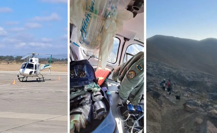 Jujuy: una mujer de 79 años se fracturó el fémur, pasó dos noches en los cerros y la rescataron en helicóptero