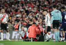 Alarma en River: el momento de la lesión de Aníbal Moreno que lo sacó del juego y lo puso en duda para el Superclásico con Boca