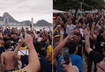 “En todas partes”: así fue el banderazo de los hinchas de Boca en Río de Janeiro antes del duelo con Vasco Da Gama por la Sudamericana