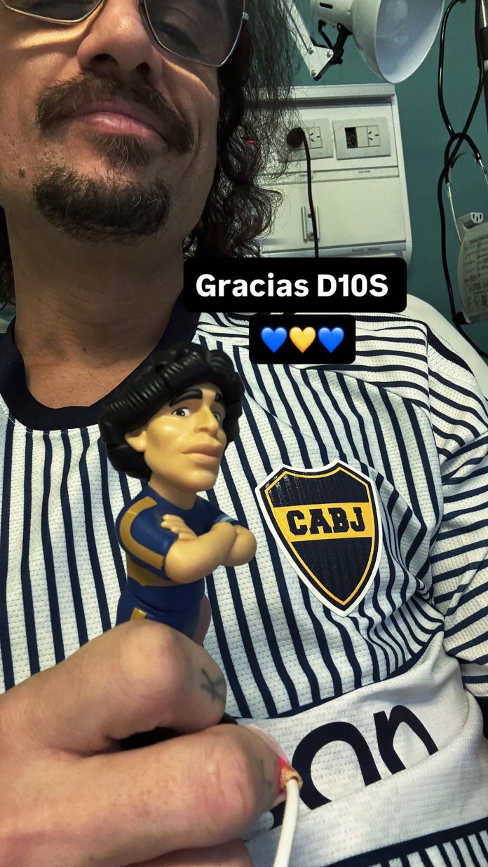 La celebración de Daniel Osvaldo desde el hospital por el pase de Boca Juniors a la final de la Copa Sudamericana