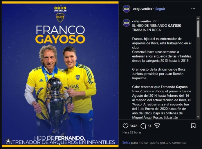 “Lo logré, papi”: la conmovedora decisión de Boca con el hijo de Fernando Gayoso, histórico entrenador de arqueros