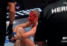 Sangrienta definición en UFC: con un codazo le abrió la cabeza a su rival y ganó un bono de 100 mil dólares